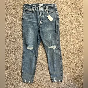 GOOD AMERICAN NWT Good Waist Crop Denim Jean in Blue799 // 16